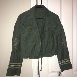 Crop (free people) moss military jacket